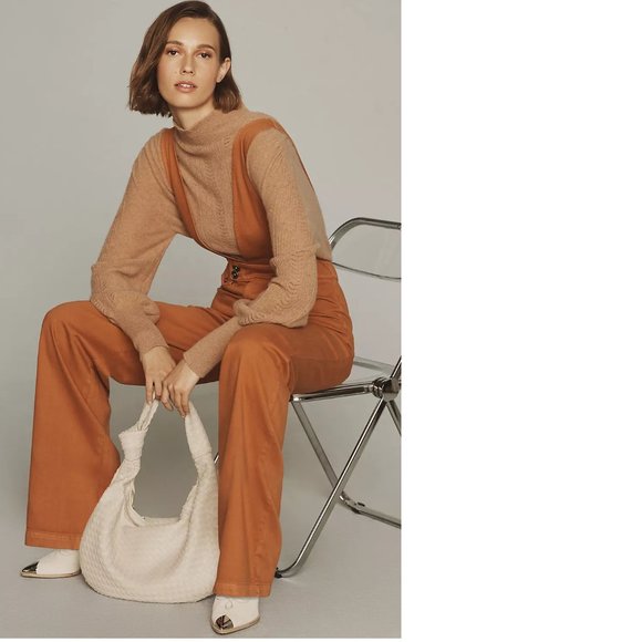 Anthropologie Pilcro Deep-V Jumpsuit size 31 mango color new nwt - Picture 2 of 5